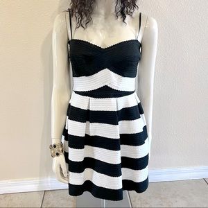 Strapless striped mini dress